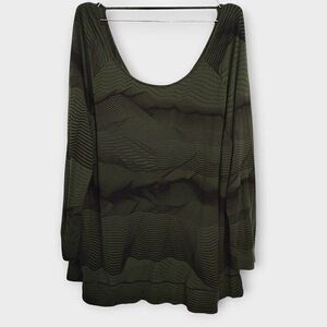 Soma Womens Top Sz XXL French Terry Green Black Scoop Neck Cottagecore Loungewea